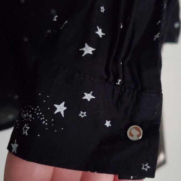 Black Celestial Button-up Blouse - Size 12 - Picture 7 of 10